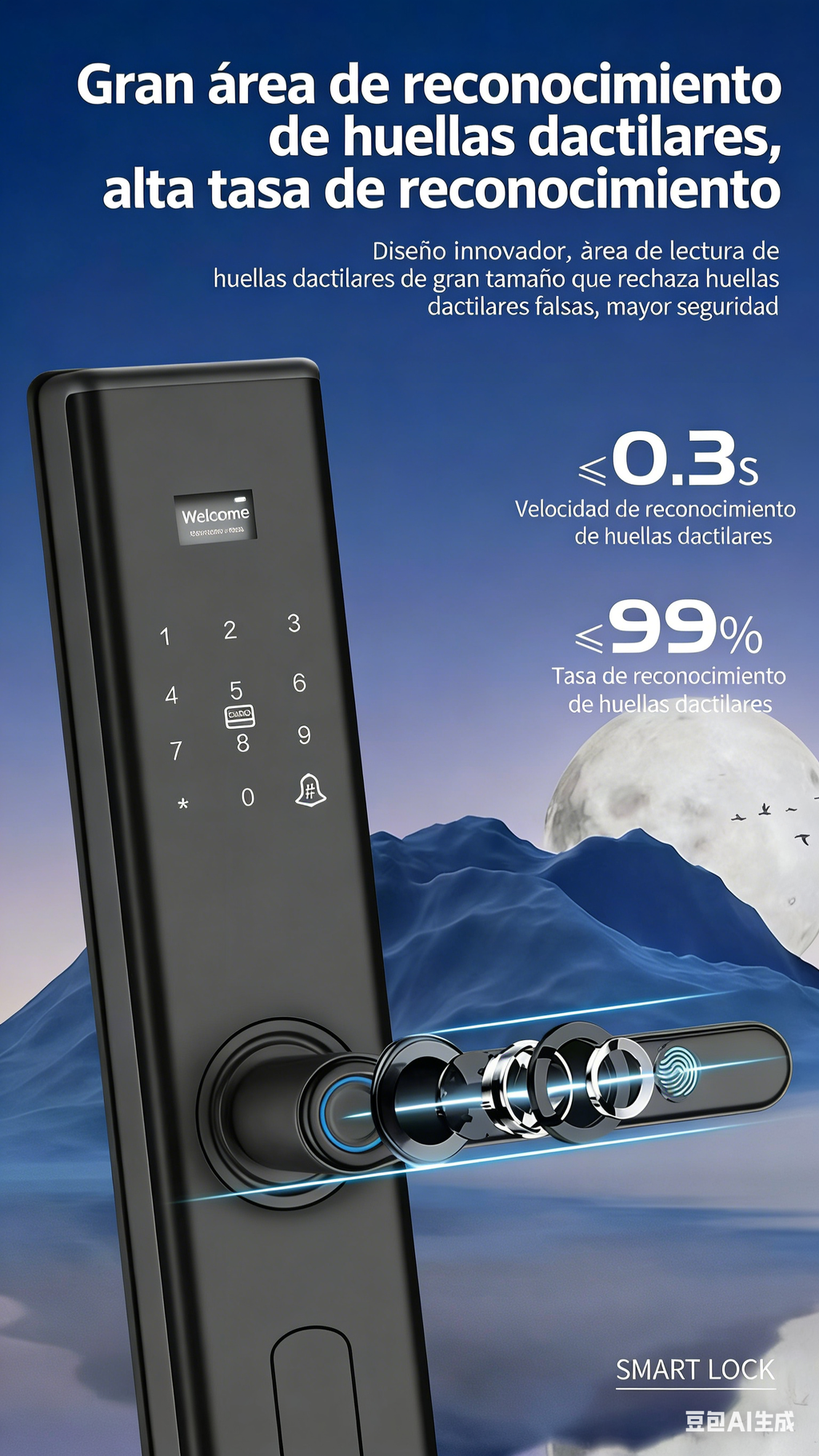 Cerradura inteligente con reconocimiento facial + huella + APP (C3 / H17 / H18 / H20)