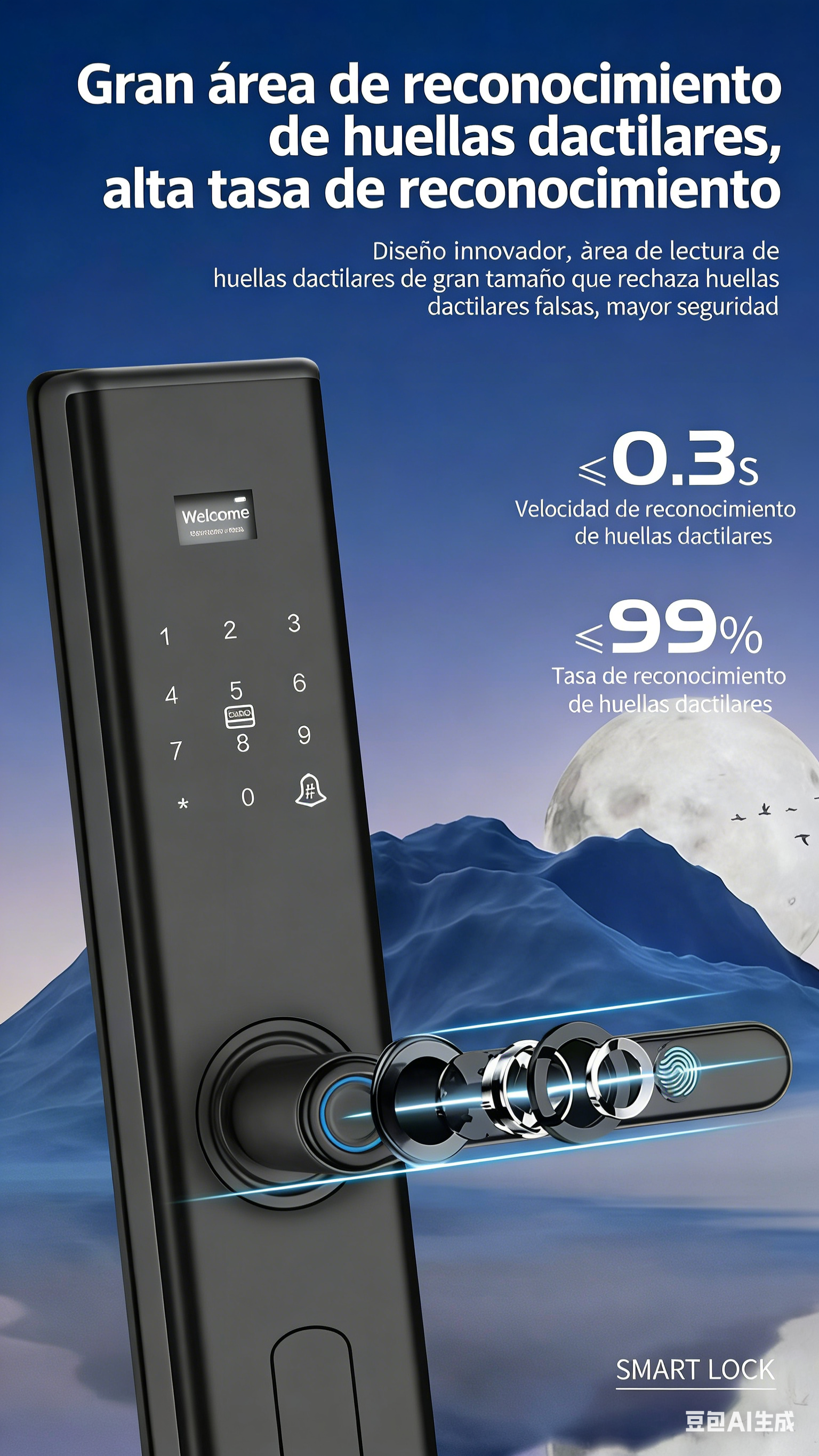 Cerradura inteligente con reconocimiento facial + huella + APP (C3 / H17 / H18 / H20)