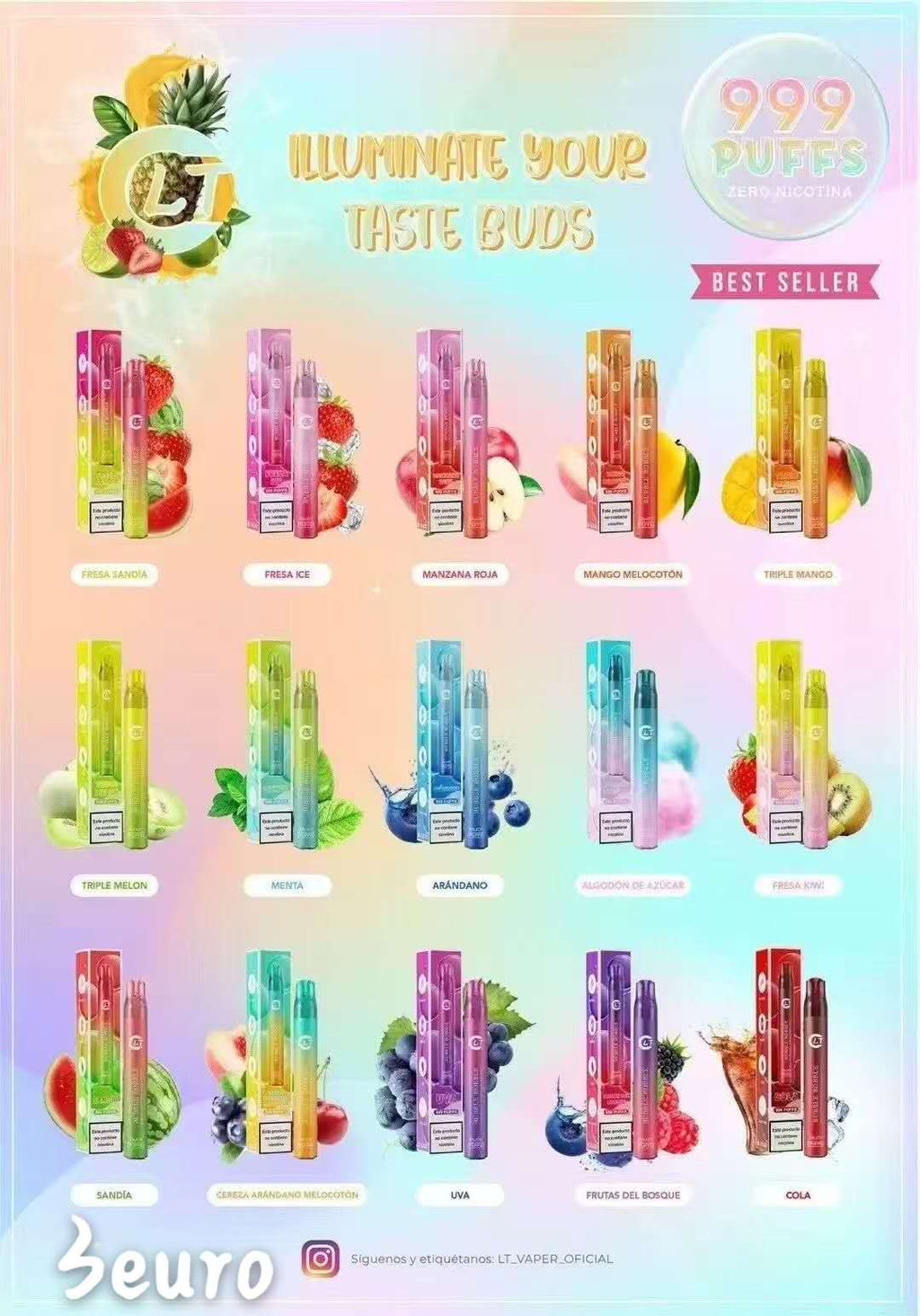 LT Vaper sin nincotina desechable de sabores en 999 caladas de puro sabor, disfruta de la mejor experiencia de vapeo con LT